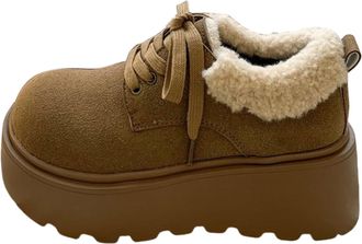 Generic Waterproof Leather Boots Women Soft and Comfortable Can Adapt To The Cold and Harsh Environment Heeled Boots for Women (Khaki, 4.5)