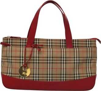 Burberry Pre-owned Tote Bags, female, Beige, Size: ONE SIZE Pre-owned Haymarket Check Tote Bag