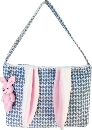 Generic Easter Bunny Tote Bag - Reusable Zipper Tote Bag - Fashion Large Capacity Beach Bag, Portable Casual Tote Bag for Women and Girls, Blue, riferimento a