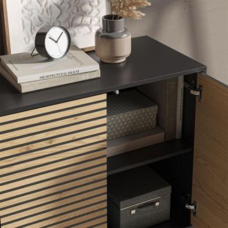 Vicco C&oacute;moda Eliza, Negro/roble, 80 X 81.2 Cm Con 2 Puertas Vicco