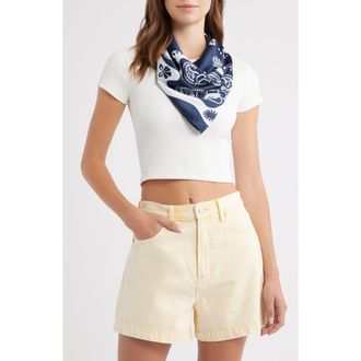 Treasure & Bond Paisley Print Scrunchie Scarf in Blue Multi Combo at Nordstrom