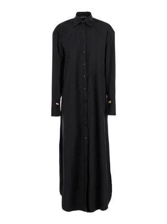 Federica Tosi Black Long Shirt With Pointed Collar And Metallic Details On The Cuffs In Fabric Woman