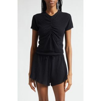 Area Girly Crystal Rib Cotton Sweater in Black at Nordstrom, Size Medium