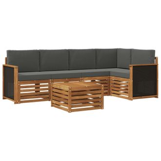 vidaXL Conjunto De Sof&aacute; Seccional Con Coj&iacute;n 5 Pcs Natural Y Antracita Vidaxl