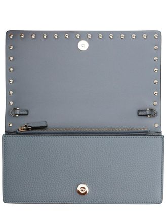 Valentino Garavani Womens Wallet On Chain Rockstud Grey Leather & Purses