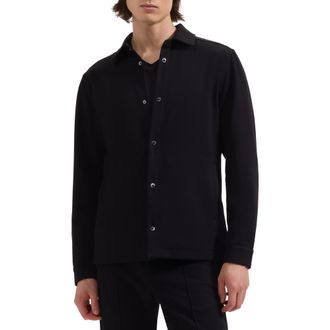 Bugatchi Soft Touch Knit Shirt Jacket in Black at Nordstrom, Size Xx-Large