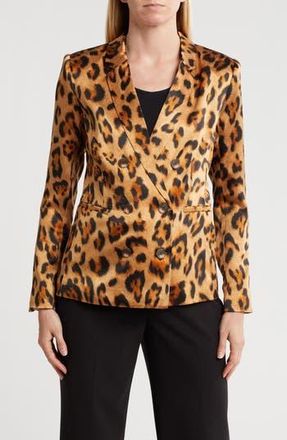 L'agence Colin Double Breasted Blazer in Brown Multi Sahara Leopard at Nordstrom Rack, Size 2