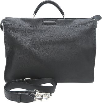 Fendi Black Leather Briefcase (Pre-Owned)