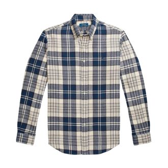 Ralph Lauren Polo Ralph Lauren flanellen shirt custom fit - Heren - Casual Overhemden - Blauw - M - Overhemden