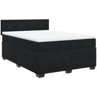 vidaXL Cama Box Spring Con Colch&oacute;n Terciopelo Negro 140x200 Cm Vidaxl