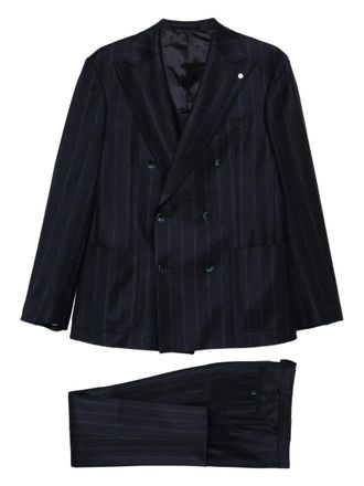 Luigi Bianchi Mantova pinstripe double-breasted suit - men - Wool - M - Blue