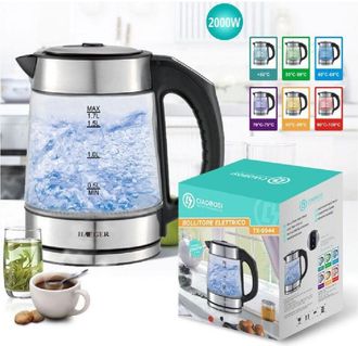 Trade Shop Trade Shop - Bollitore Elettrico In Vetro Capacit&agrave; 1,7 Lt 2000 W Acqua Ufficio Viaggi Tx-9944