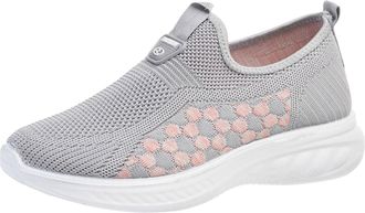 Generic 2026 Running Shoes Ladies Flyweaving Mesh Sports Casual Socks Breathable Plus Size Lightweight Sneakers (Grey, 4.5)