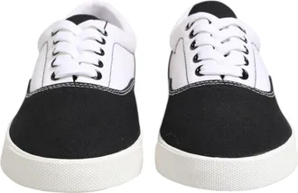 Dolce & Gabbana Black Cotton Canvas Lace Up Men Sneakers Mens Shoes