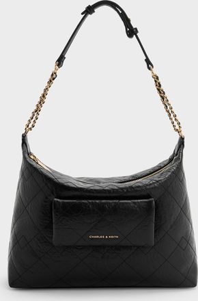 Charles & Keith Duo Quilted Front-Pocket Hobo Bag