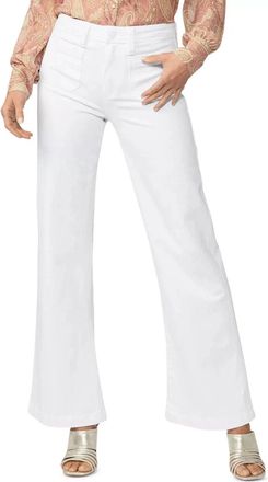 Paige Leenah Jeans Womens White Denim High Rise Wide Leg Zip Fly GBO1375