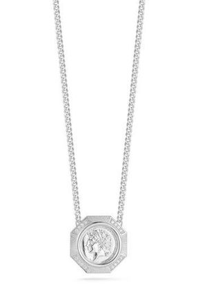Sphera Milano Cubic Zirconia Medallion Pendant Necklace in Silver at Nordstrom Rack