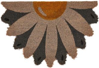 Beliani Felpudo Moderno De Interior 40 X 60 Cm Forma De Flor Reverso De Pvc Antideslizante Fibra De Coco Multicolor Hotaka