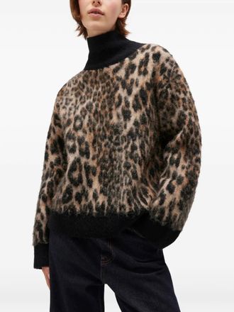 Ganni open-back leopard-print sweater - women - Alpaca Wool/Merino/Polyamide/Elastane - S - Neutrals