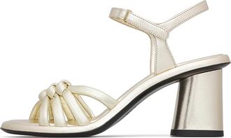 Loriblu Sandalen van Nappa met Geknoopte Bandjes - Dames - Sandalen met hakken - Geel - 36 EU - Leer - Schoenen