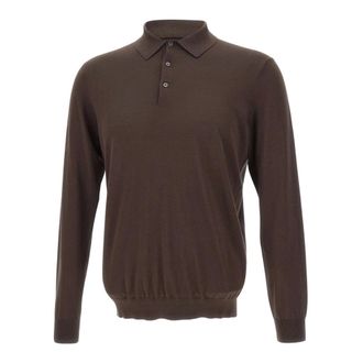 KANGRA Lange mouwen zijdepolo - Heren - Tops - Bruin - Maat: XL Zijde