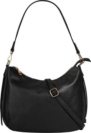 Cluty Umh&auml;ngetasche CLUTY, Damen, Gr. B/H/T: 31cm x 24cm x 7cm onesize, schwarz, Leder, leicht gl&auml;nzend, unifarben, Taschen Umh&auml;ngetasche, echt Leder, Made 