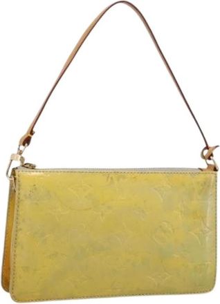Louis Vuitton Pre-owned Vintage Patent Leather Accessory Pouch - Dames - Vintage Clutch - Geel - ONE Size - Leer - Vintage