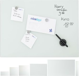 Relaxdays Relaxdays - Pizarra Magnética Grande, Cristal, Blanco, 80 x 50 cm