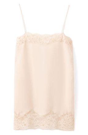 Mango Lace Trim Camisole in Ecru at Nordstrom, Size Medium