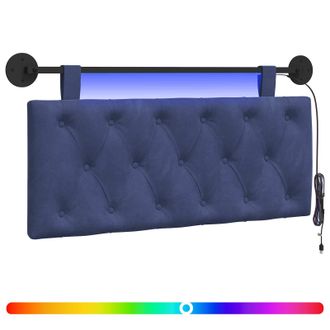 vidaXL Cabecero Colgante Con Luz Led Azul Polic&iacute;a Terciopelo Vidaxl