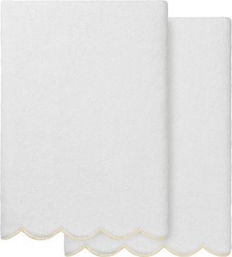 Linum Home Textiles 100% Turkish Cotton Adornia Scallop 2Pc Bath Towel Set