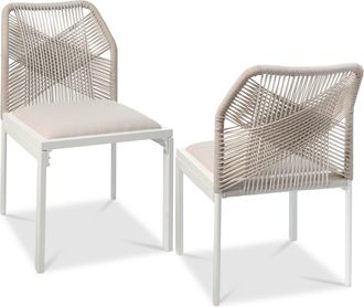 Best Choice Products Set of 2 Indoor/Outdoor Aluminum Woven Side Dining Chairs w/ All-Weather Rope