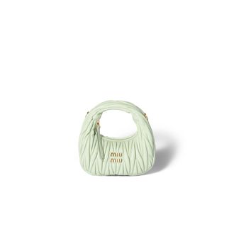 Miu Miu Wander Matelass&eacute; Nappa Leather Hobo Mini-bag, Woman, Aqua