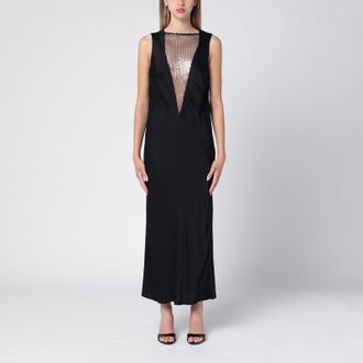 Rotate Black midi dress with mesh insert