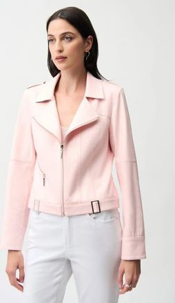 Joseph Ribkoff Foiled Faux Suede Fitted Jacket with Decorative Buckles in Petal Pink at Nordstrom, Size X-Large