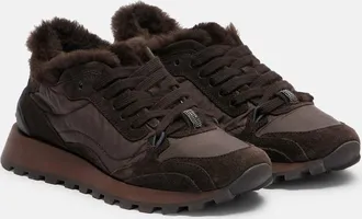 Brunello Cucinelli Monili shearling-trimmed sneakers