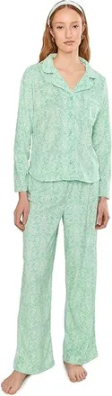 Karen Neuburger Petite Minky Fleece Long Sleeve Notch Top Long Pants Set Womens Pajama Sets Winter Brocade : PXL (US 18P-20P), Polyester