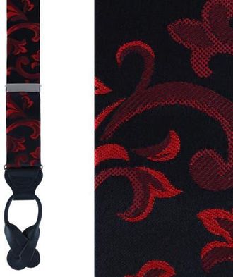 Trafalgar Store Christian the Romantic Brocade Silk Button End Suspenders in Red at Nordstrom