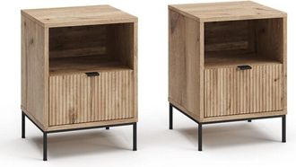 Vicco Mesilla De Noche Eliza, Roble Vikingo, Lote De 2, Vicco