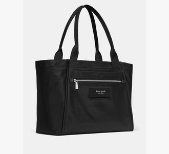 Kate Spade New York Womens Dash Large Nylon Tote Bag in Black | Nylon/Poly