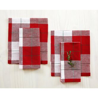 Solino Home Linen Dinner Napkins Set of 4, 18 x 18 Inch for Dining Table, Holiday and Everyday Table Decor - Very Merry Plaid at Nordstrom, Size Large