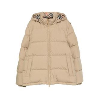 Burberry Jassen, Heren, Beige, XL, Leer, Bideford Puffer Jacket