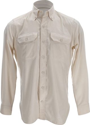 Tom Ford Garment-Dyed Brushed Shirt in White Cotton