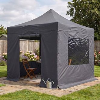 PRIMROSE Full Set of Charcoal Grey Sidewalls for 3m x 3m Pop Up Gazebo