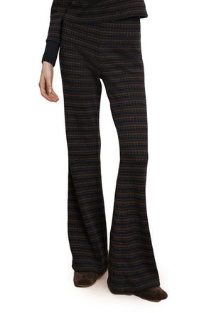 Veronica Beard Yadira Stripe Kick Flare Pants in Navy Dark Umber Multi at Nordstrom, Size Medium