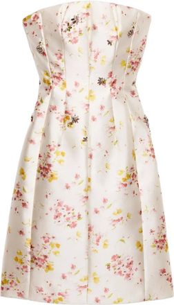 Prada floral-print embellished dress - White