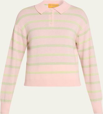 Guest In Residence Collegiate Striped Cashmere Polo