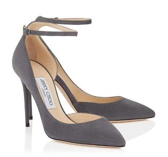 Jimmy Choo London Lucy Grey Suede Half-dOrsay Suede Pumps Size 38