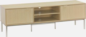 Sweeek Grooved Wood And Metal Tv Stand 2 Doors 160cm