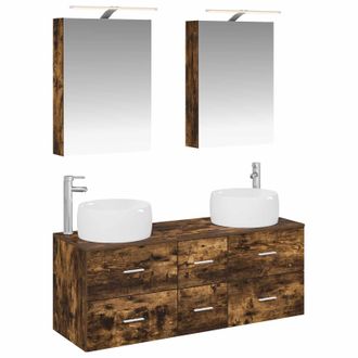 vidaXL Juego De Muebles De Ba&ntilde;o 5 Pcs Roble Ahumado Vidaxl